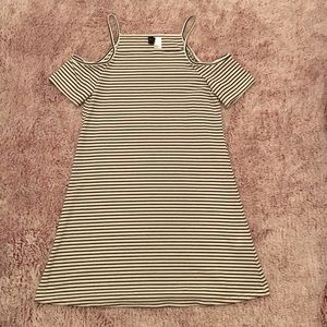 STRIPED OFF THE SHOULDER DRESS